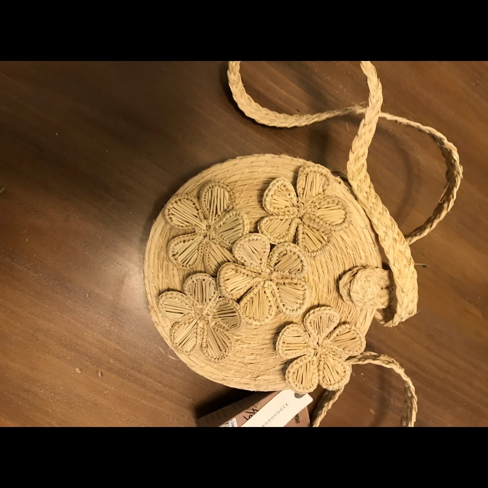Anthropology straw crossbody bag